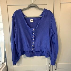 We the free free people blue slouchy sweatshirt